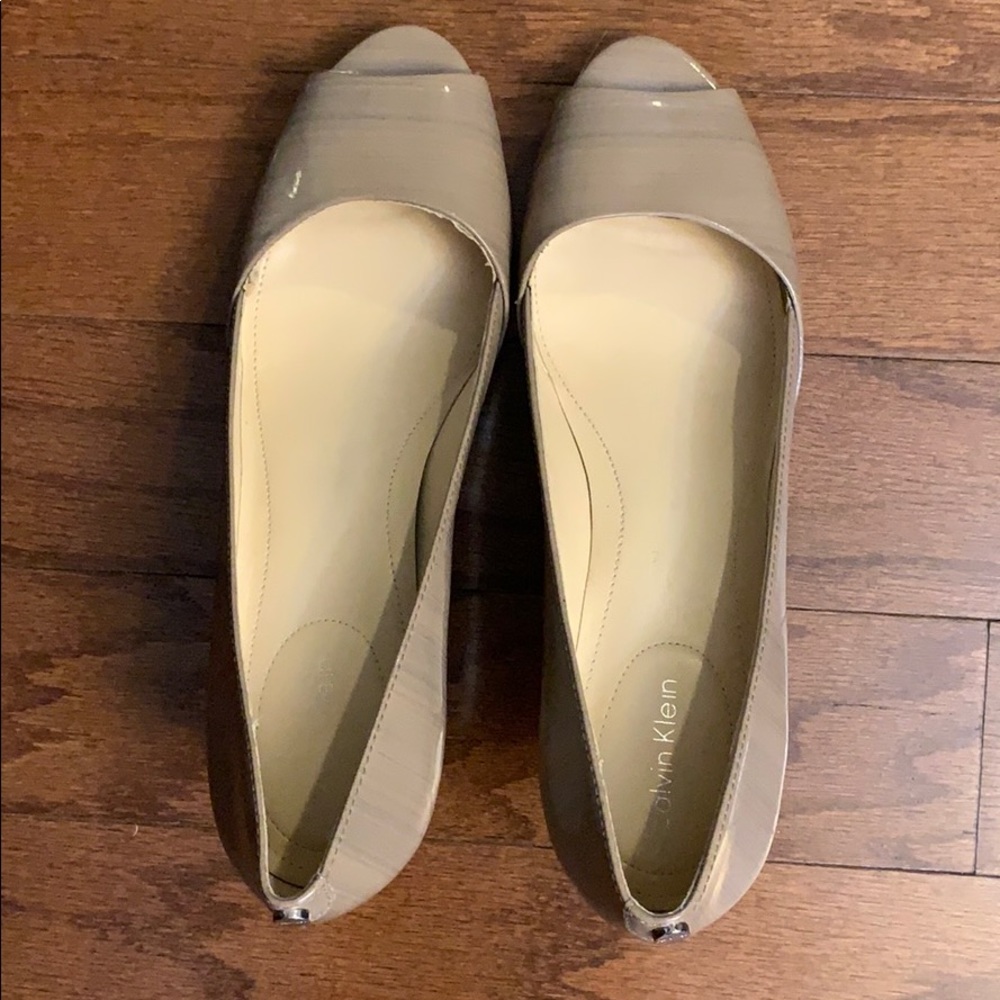 🔥Calvin Klein Open Toe Light Taupe Heels Size 7.5